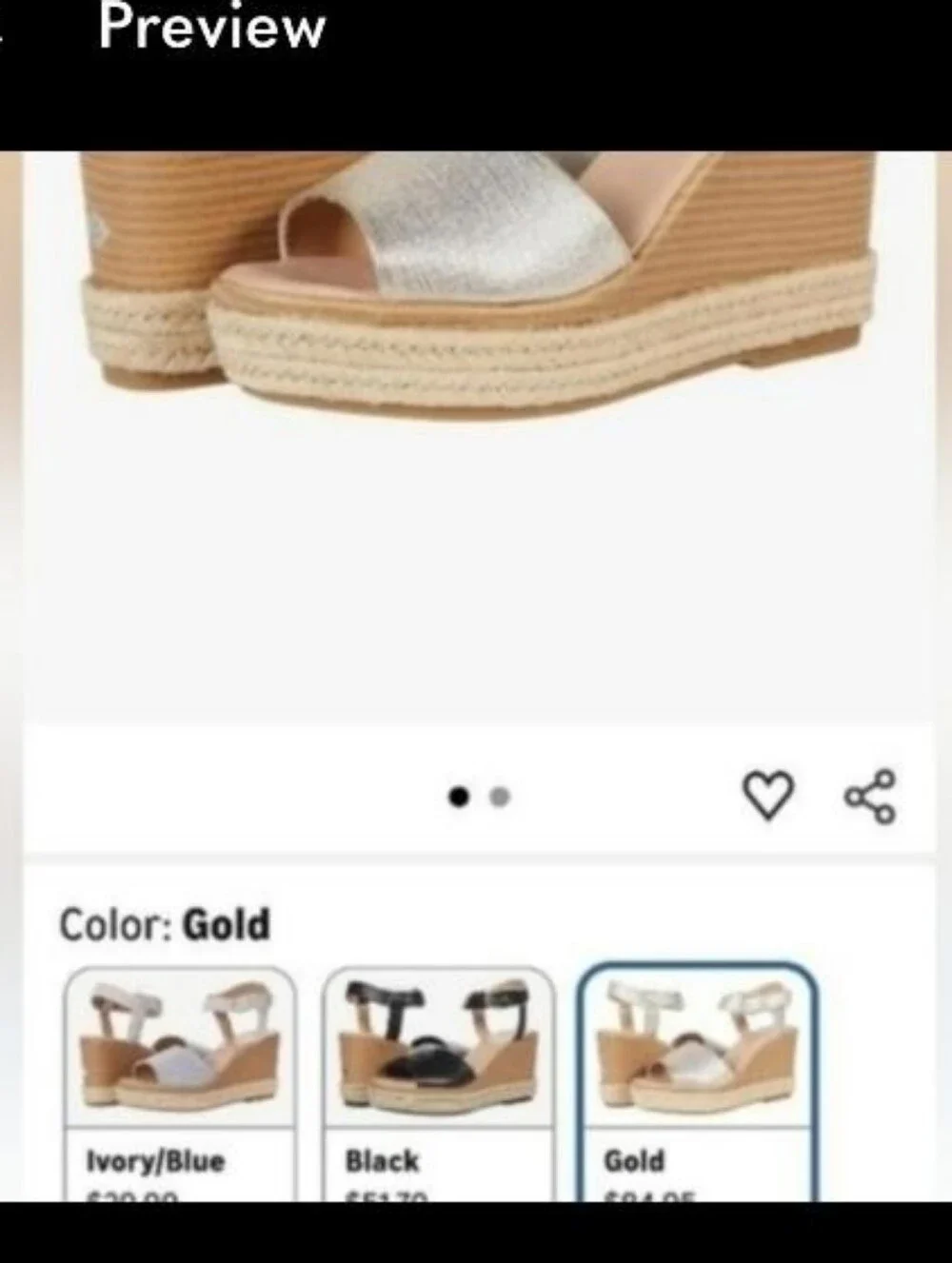 Sperry Topsider Leather Plushwave Fairwater Metallic Gold Tan Wedge Heel Women 9